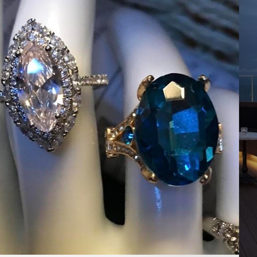 Oval Gemstone Ring with Diamond Accents #statement #jewelry #cocktailring